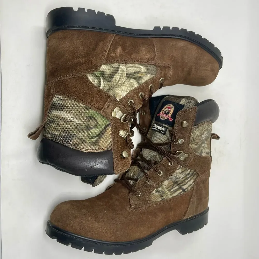 Brahma Leather Boots Brown + Camo Thinsulate Insulated Men's Sz 13